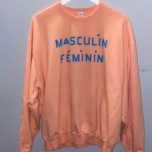 Clare V. Oversized Sweatshirt Masculin Feminin in coral